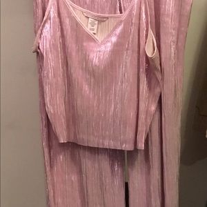 Victoria’s Secret shine pleat pants crop top xl